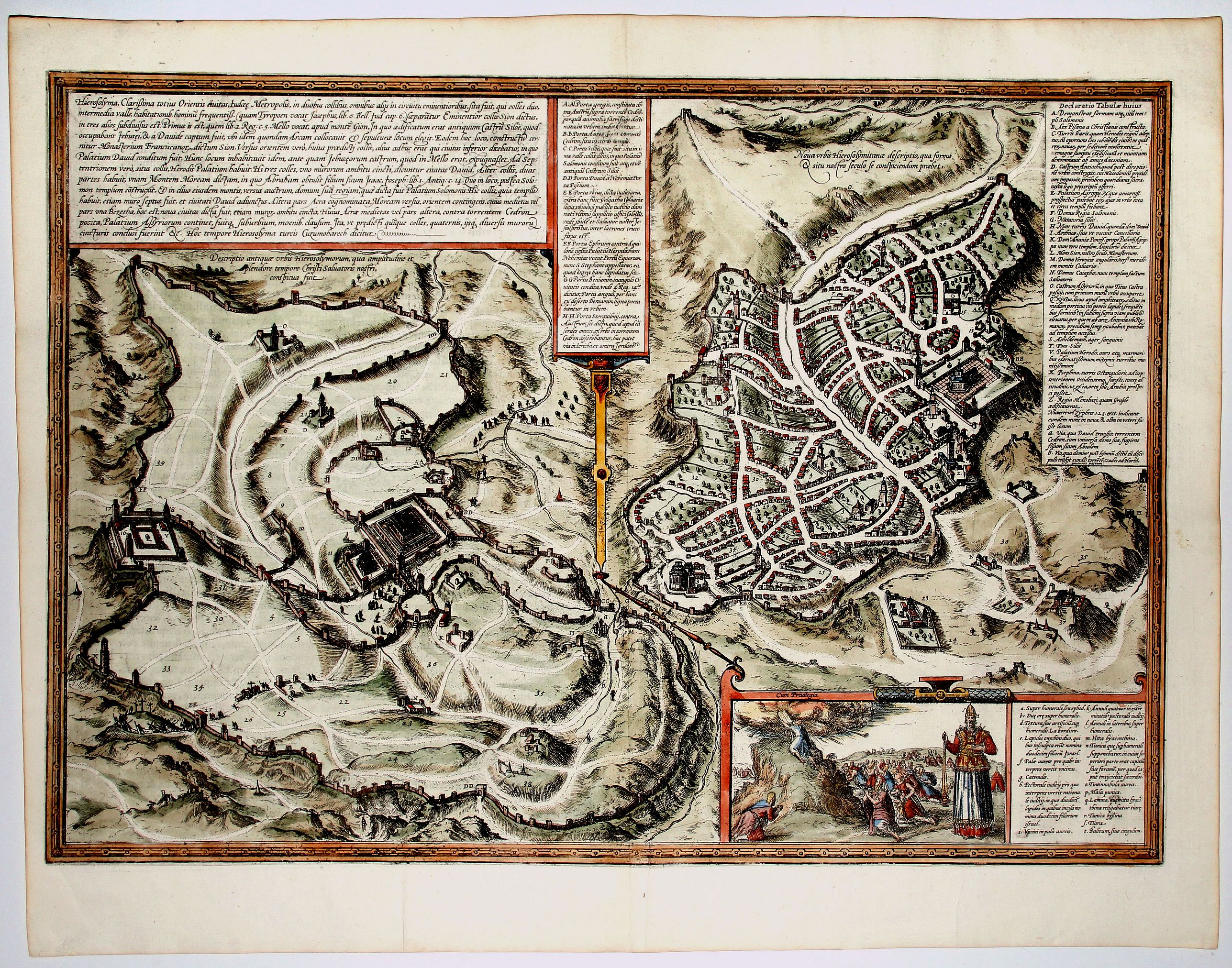BRAUN,G. / HOGENBERG, F., Hierosolyma, Clarrisima Totius Orientis Civitas ludaee Metropolis… (Jerusalem), antique map, old maps