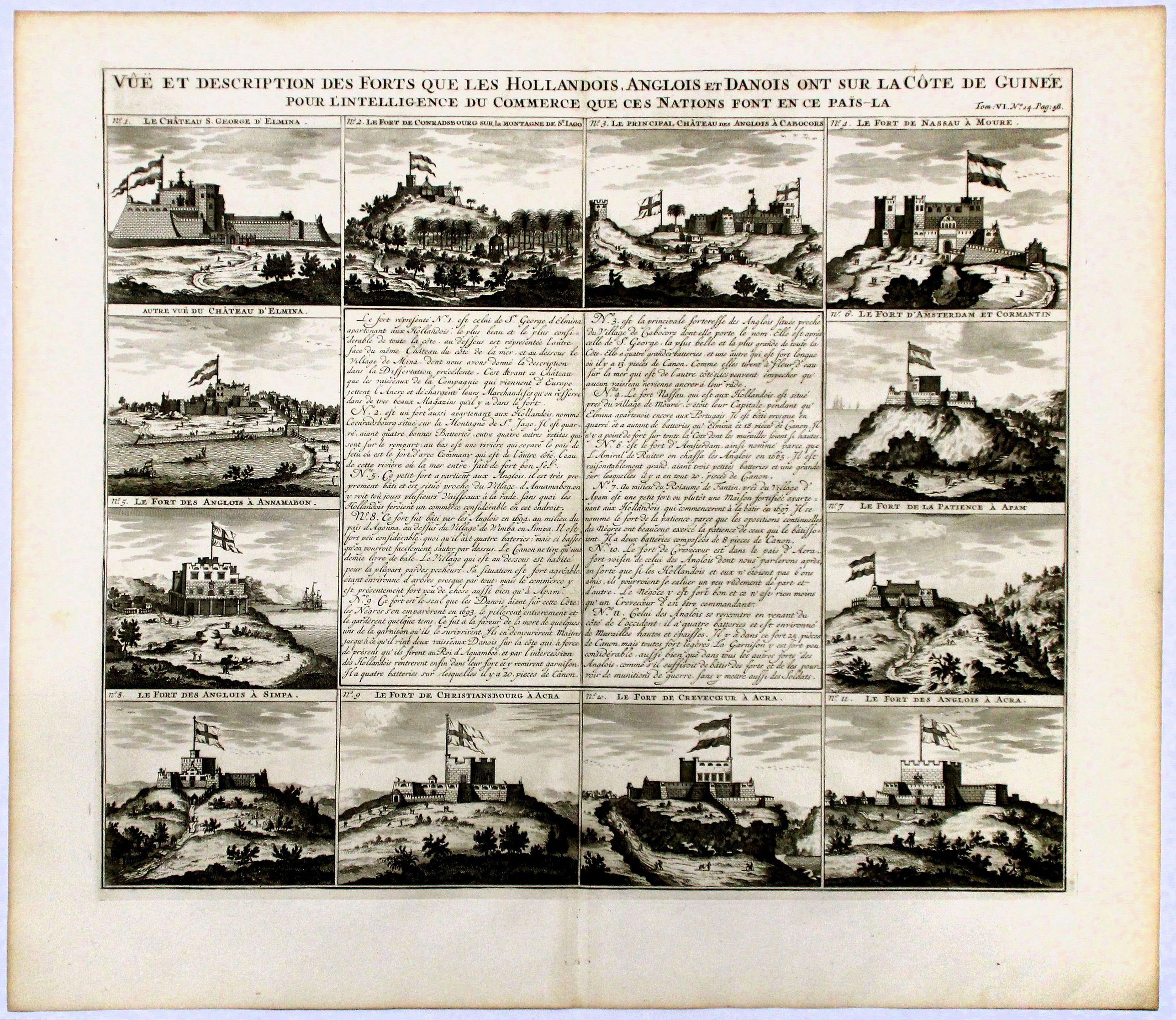 CHATELAIN, H., Vue et description des Forts Que Les Hollandois, Anglois, et Danois ont sur la cote de Guinee., antique map, old maps