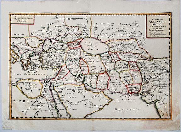 DU VAL, Pierre, Expeditionis ALEXANDRI MAGNI Per Europa, Asiam et Africam., antique map, old maps