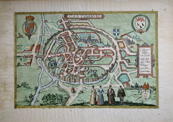 BRAUN, G. / HOGENBERG, F., Cantuarbury (Canterbury) , antique map, old maps