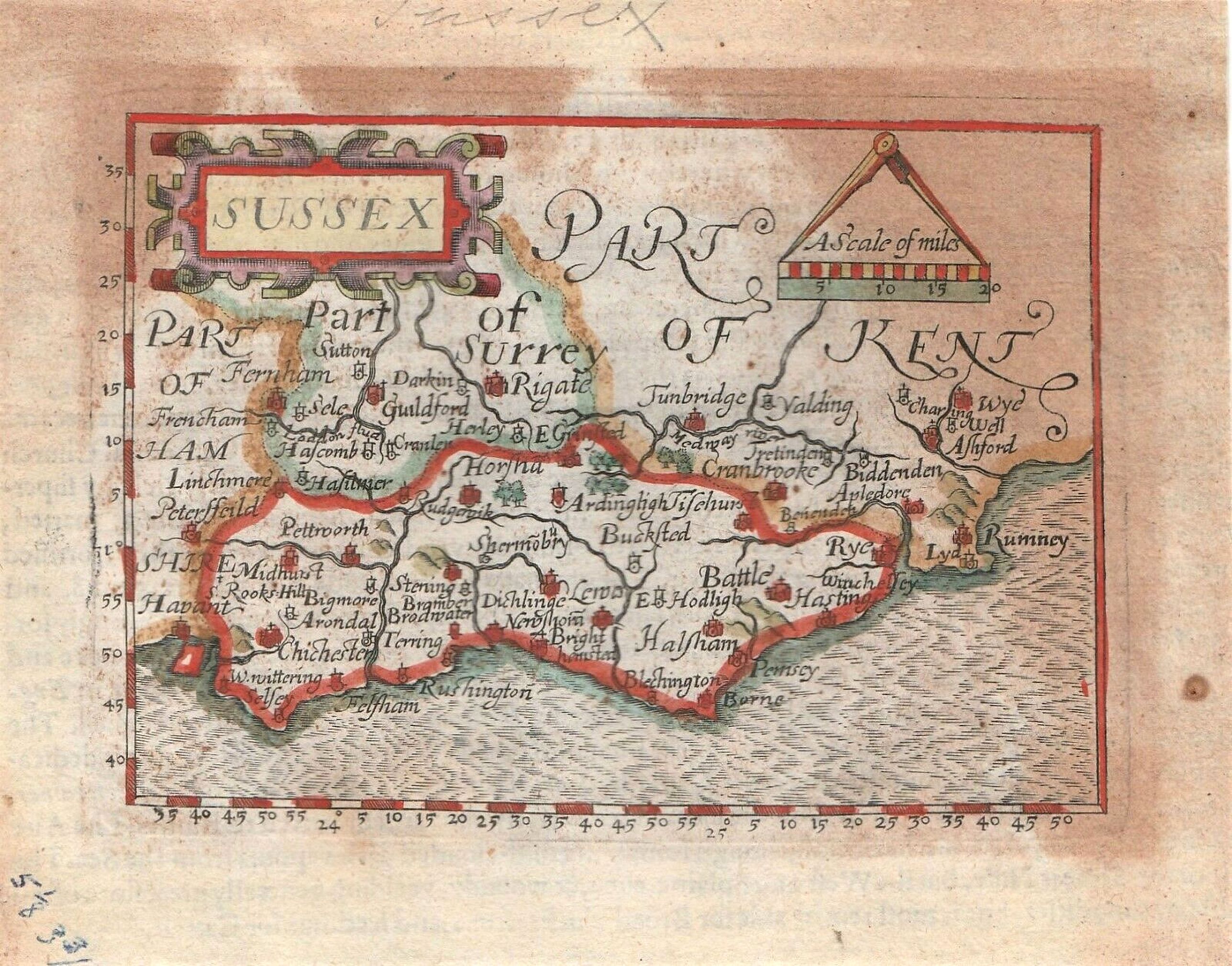 BILL, John, Sussex., antique map, old maps