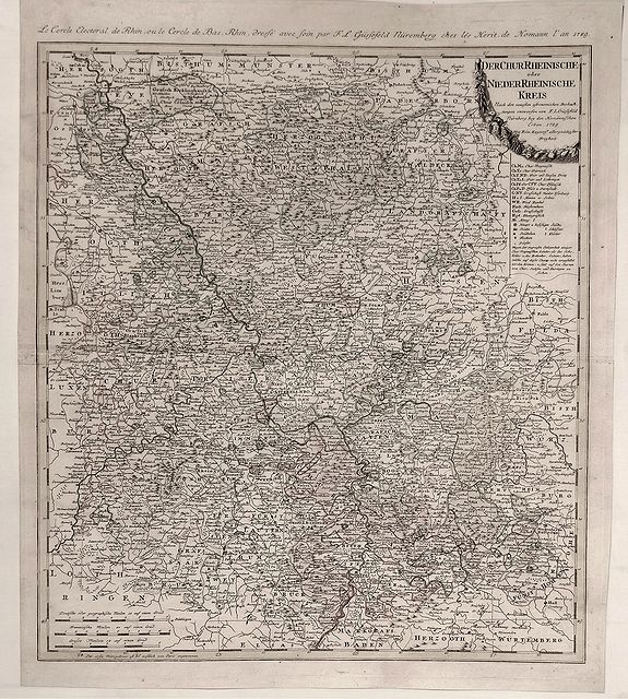 HOMANN HEIRS, Der Chur Rheinische oder Neider Rheinische Kreis., antique map, old maps