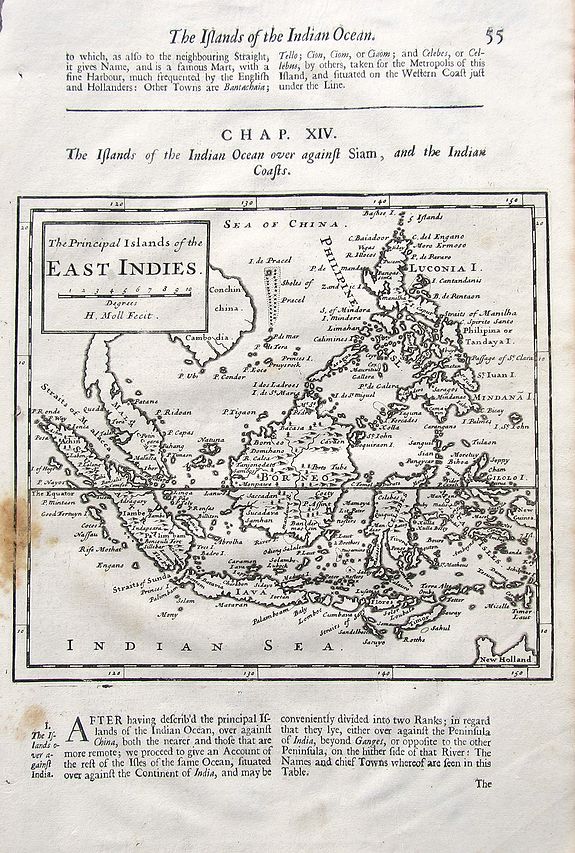 MOLL, H., The Principal Islands of the East Indies., antique map, old maps