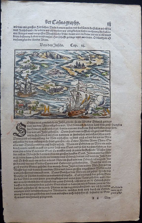 MÜNSTER, Sebastian., Discovery of America., antique map, old maps