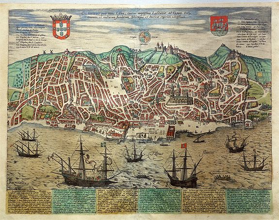 BRAUN, G. & HOGENBERG, F., Olissippo quae numc Lisboa. . ., antique map, old maps