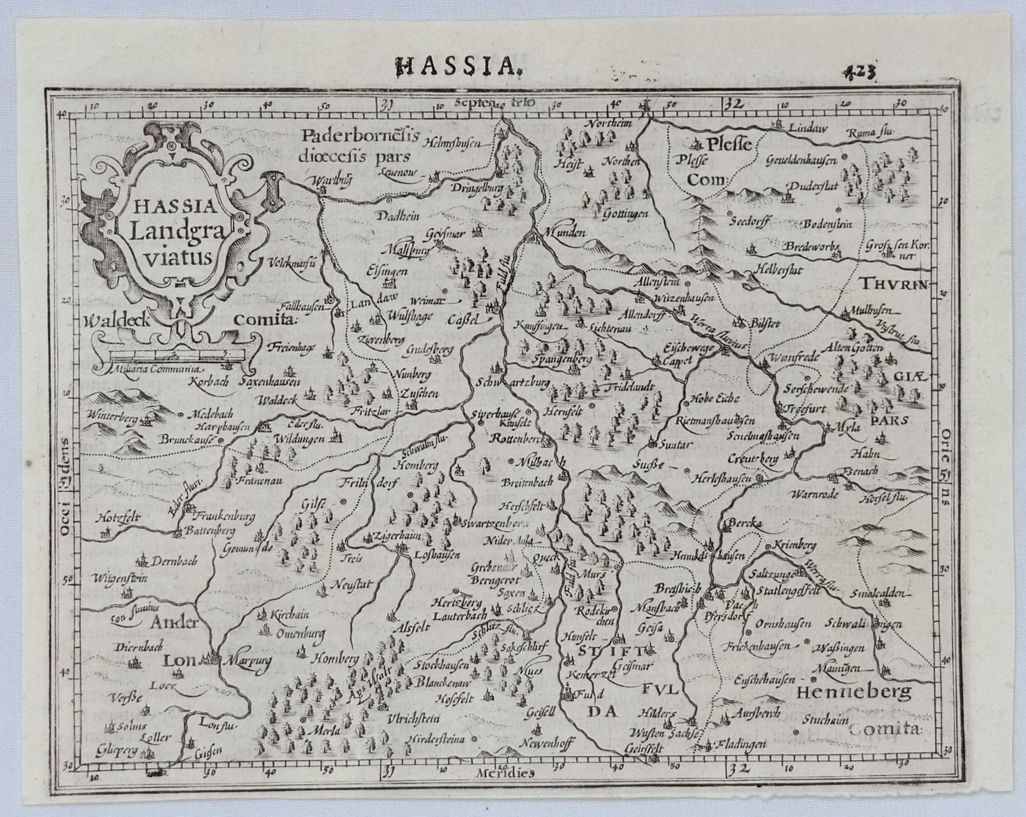 MERCATOR, G., Hassia Landgraviatus., antique map, old maps