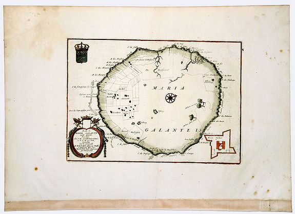 CORONELLI, V. M., Isola di MARIA GALANTE neel Antilli. . ., antique map, old maps