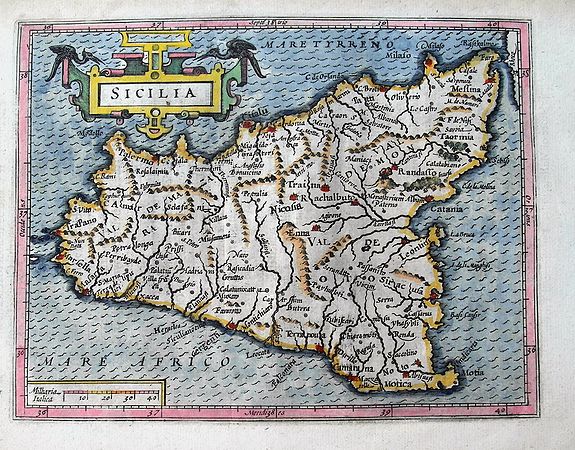 MERCATOR, G. / HONDIUS, J., Sicilia., antique map, old maps