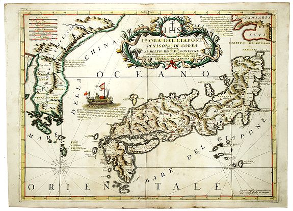 CORONELLI, V.M., ISOLA DEL GIAPONE e PENISOLA DI COREA., antique map, old maps
