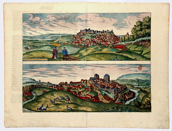 BRAUN, Georg / HOGENBERG, Frans., LEBRIJXA, SETTENIL (Lebrija, Setenil de las Bodegas)., antique map, old maps