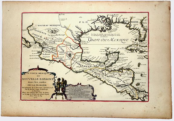 DE FER, N., Le Vieux Mexique ou NOUVELLE ESPAGNE avec les costes DE LA FLORIDE., antique map, old maps
