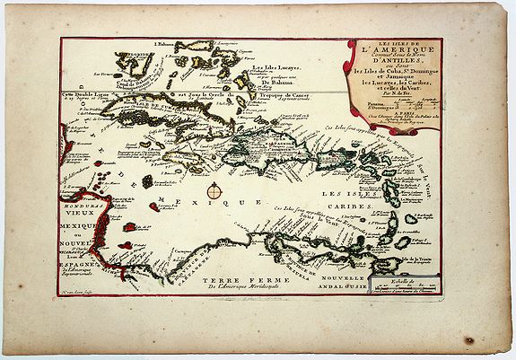 DE FER, N., Les Isles de L' AMERIQUE connue Sous le Nom D' ANTILLES, ..., antique map, old maps