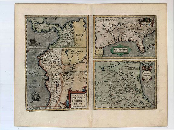 ORTELIUS, A., Peruviae Auriferae Regionis Typus. - La Florida - Guastecan., antique map, old maps