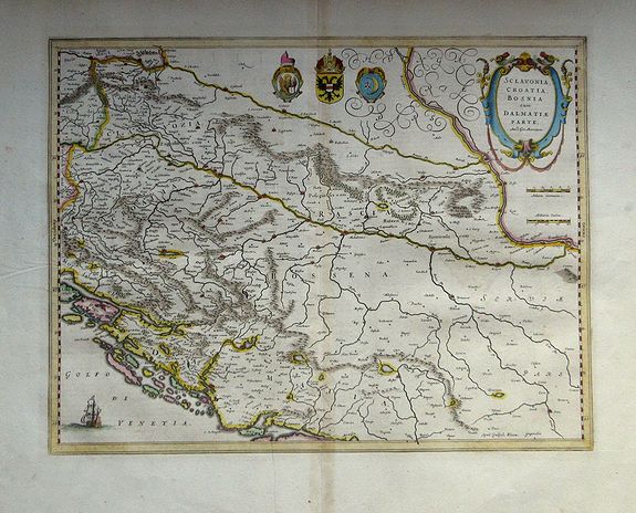 BLAEU, W., Sclavonia, Croatia, Bosnia cum Dalmatiae Parte. Auct. Ger. Mercator. , antique map, old maps