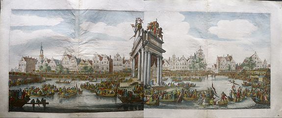 SAVERY, Salomon., View on Amsterdam from the River Amstel., antique map, old maps