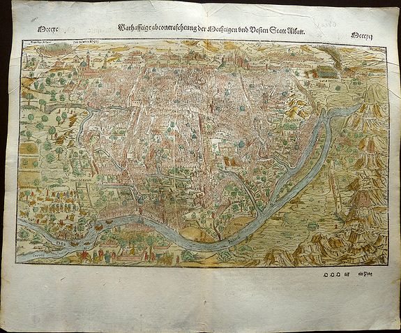 MÜNSTER, Sebastian., Cairo, Warhaffte abcontrafehtung der machtigen und vesten Statt Alkair., antique map, old maps
