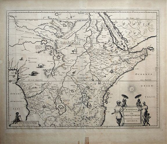 BLAEU / MORTIER. , Æthiopia superior vel interior; vulgo Abissinorum sive presbiteri Ioannis Imperium., antique map, old maps