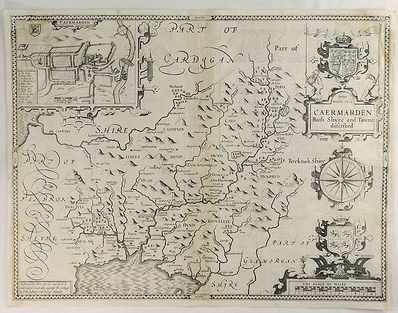 SPEED, John., Caermarden both Shyre and Towne Described., antique map, old maps