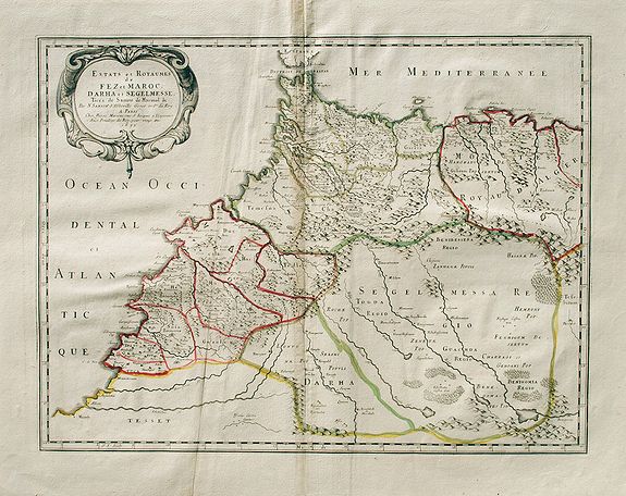 N. Sanson / P. Mariette., Estats et Royaumes de Fez et Maroc, Darha et Seglmesse., antique map, old maps