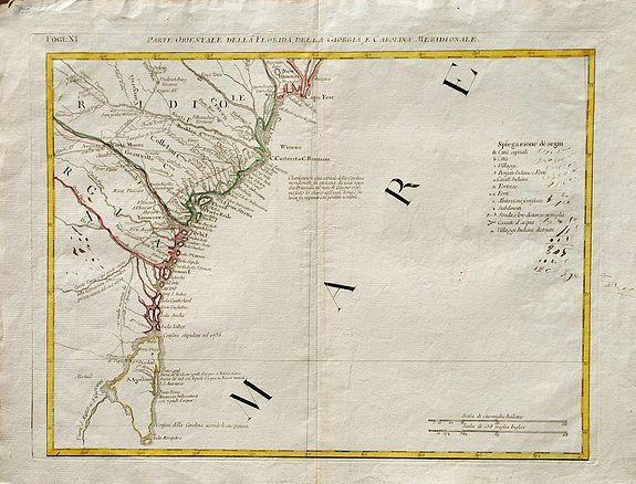 ZATTA, Antonio., Parte Orientale Della Florida, Della Giorgia, E Carolina Meridionale., antique map, old maps