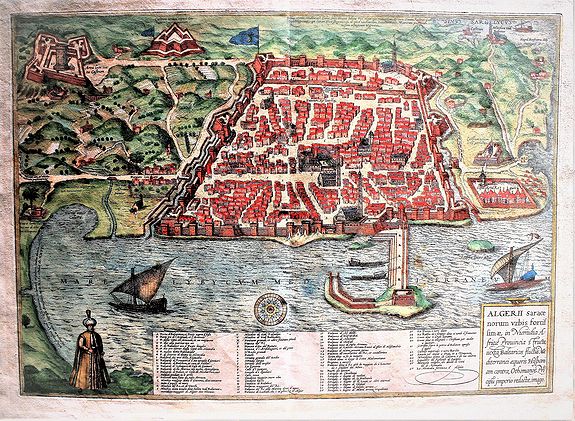 BRAUN & HOGENBERG., ALGERII Sarace norum urbis fortissimae., antique map, old maps
