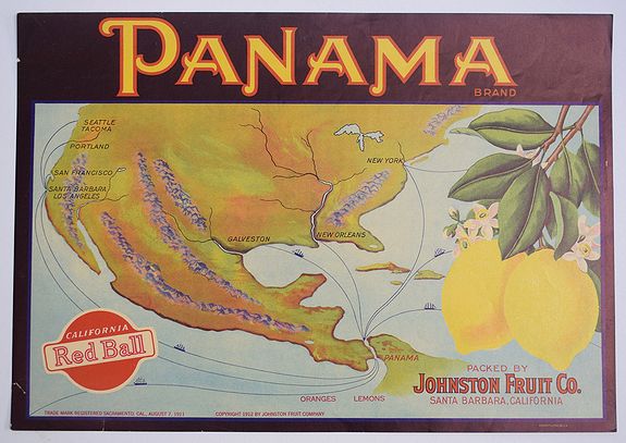 JOHNSTON FRUIT COMPANY, Panama., antique map, old maps