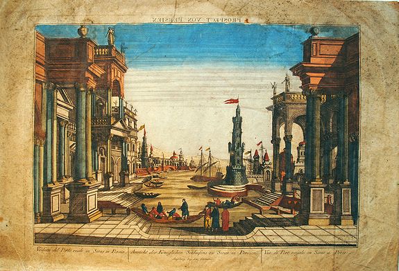 ANONYMOUS., Veduta del Porto reale in Siras in Persia / Ansicht des Königlichen Seehafens zu Siras in Persien / Vue di Port royale en Siras a Perse., antique map, old maps