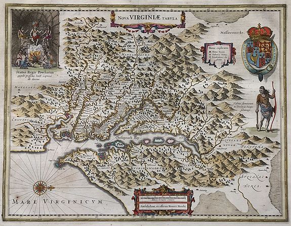 HONDIUS, H., Nova Virginia Tabula., antique map, old maps