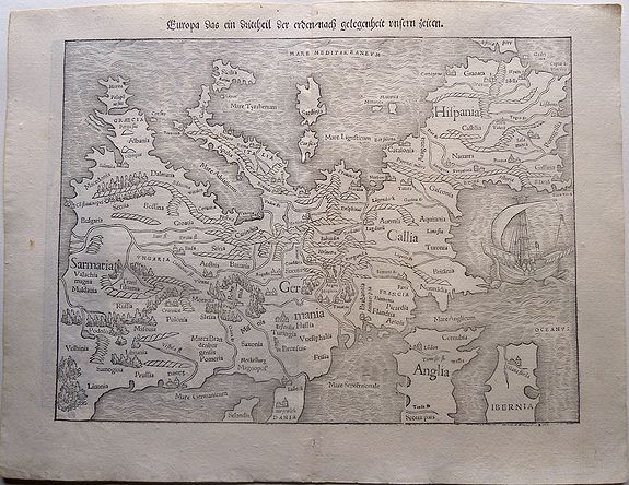 MÜNSTER, S., Europa, das ein Drittheil der Erden / nach gelegenheit unsern zeiten., antique map, old maps