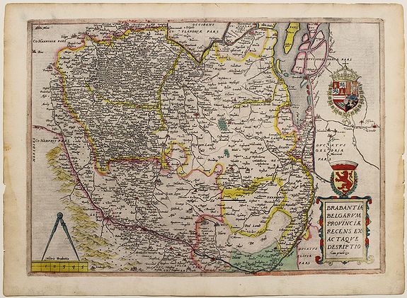 DE JODE, Gerard and Cornelis, Brabantiae Belgarum provinciae recens ex actaque des(c)riptio. , antique map, old maps