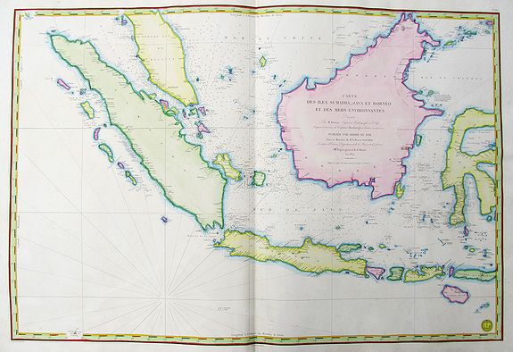 DEPOT DE LA MARINE, Carte Des Iles Sumatra, Java et Bornéo et des Mers Environnantes., antique map, old maps