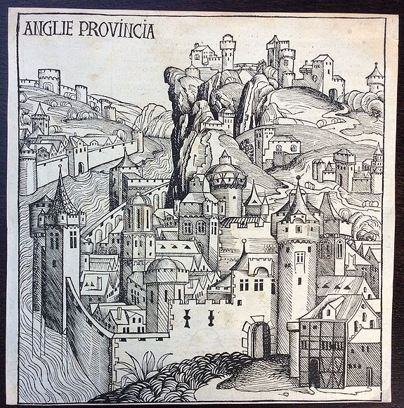 SCHEDEL., Anglie Provincia., antique map, old maps