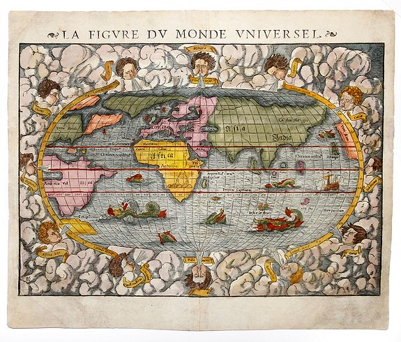 MÜNSTER, Sebastian., LA FIGURE DU MONDE UNIVERSEL., antique map, old maps