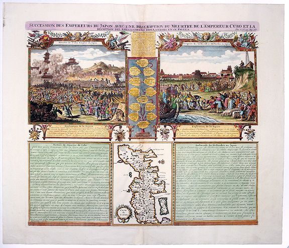 CHATELAIN, H., SUCCESSION DES EMPEREURS DU JAPON AVEC UNE DESCRIPTION du MEURTRE DE L'EMPEREUR CUBO ET LA., antique map, old maps