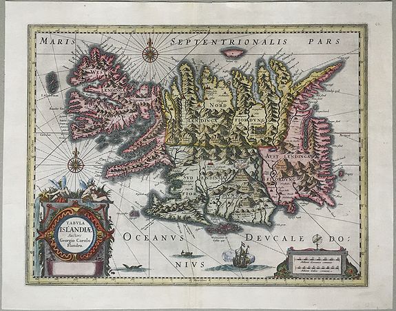 BLAEU, Willem., Tabula Islandiae., antique map, old maps