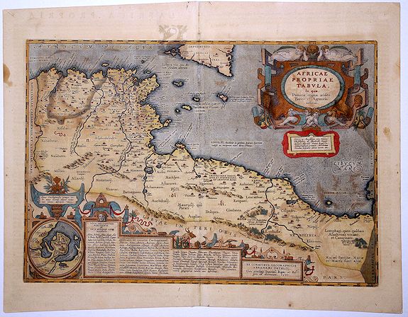 ORTELIUS, Abraham., AFRICAE PROPRIAE TABULA. In qua, Punica regna uides; Tyrios, et Agenoris urbem., antique map, old maps