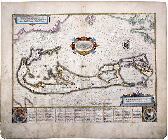 JANSSONIUS, J., Mappa AESTIVARUM Insularum alias BARMUDAS dictarum, ad Ostia Mexicani. . ., antique map, old maps