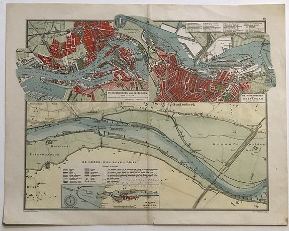 WOLTERS, J.B., De Havenwerken van Rotterdam & De Havenwerken van Amsterdam., antique map, old maps