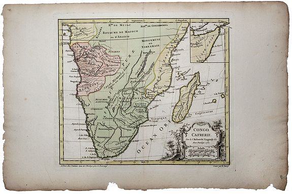 VAUGONDY, R. de / DELAMARCHE., CONGO, CAFRERIE. Par le S. Robert de Vaugondy &c., antique map, old maps