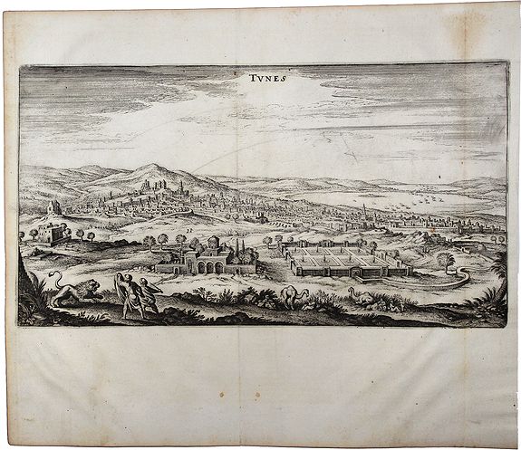 MERIAN, Matthaus., TUNIS., antique map, old maps