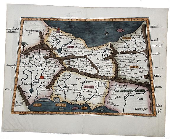 WALDSEEMÜLLER / FRIES, L., TABULA V ASIAE. (Persia, Iran), antique map, old maps