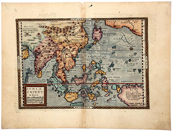 BUSSEMACHER, J., INDIA ORIENTALIS. Cuius no bihor pars sunt duoista gugh ingentia totius Asioe promontoria in Oceanum versus Meridiem . . . , antique map, old maps