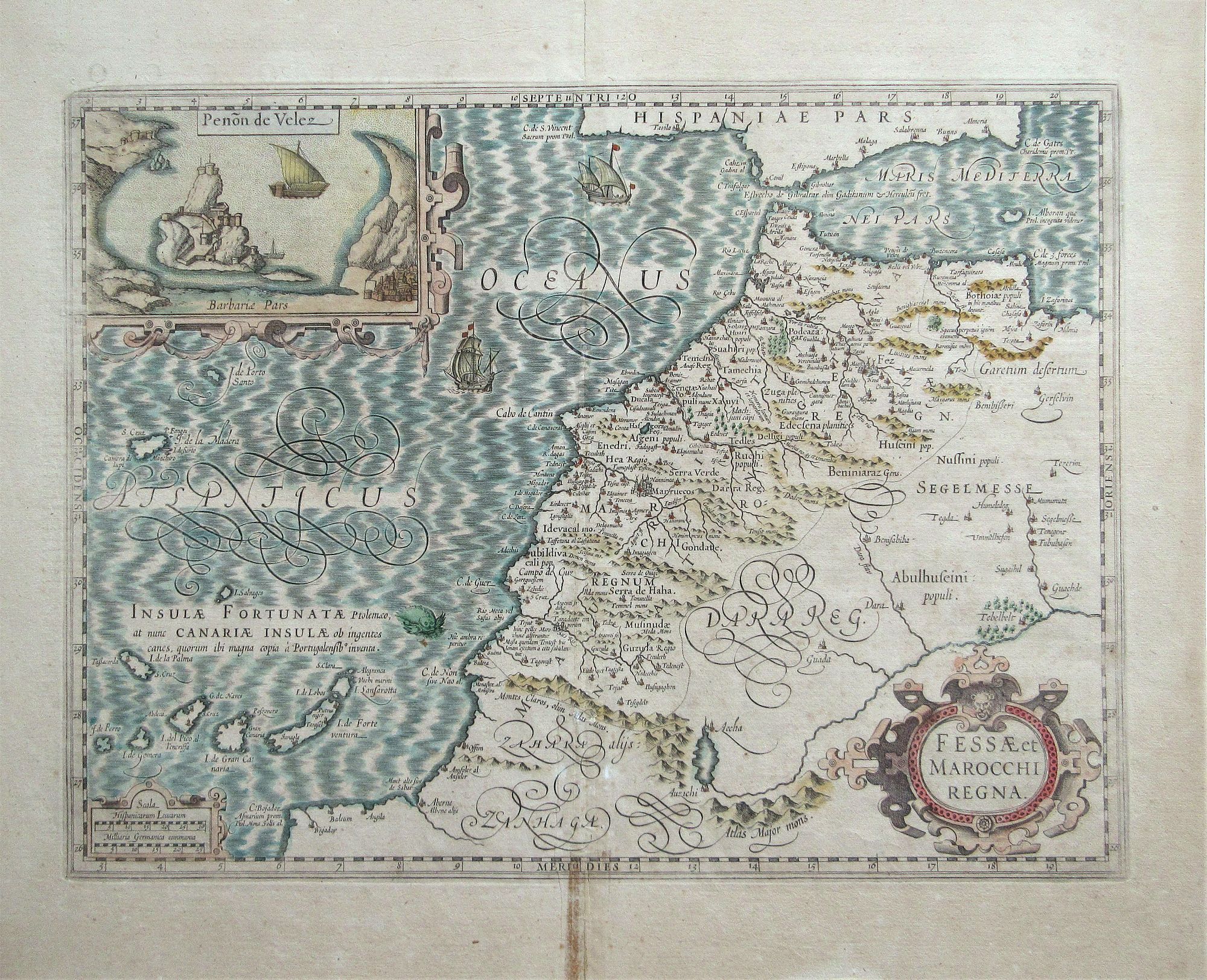MERCATOR Gerard / Jodocus Hondius., Fessae et Marocchi Regna., antique map, old maps