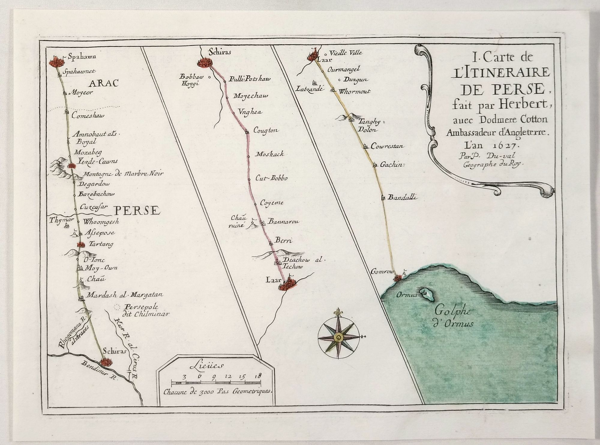 DUVAL, P., Itineraire de L’Itineraire de Perse. . ., antique map, old maps