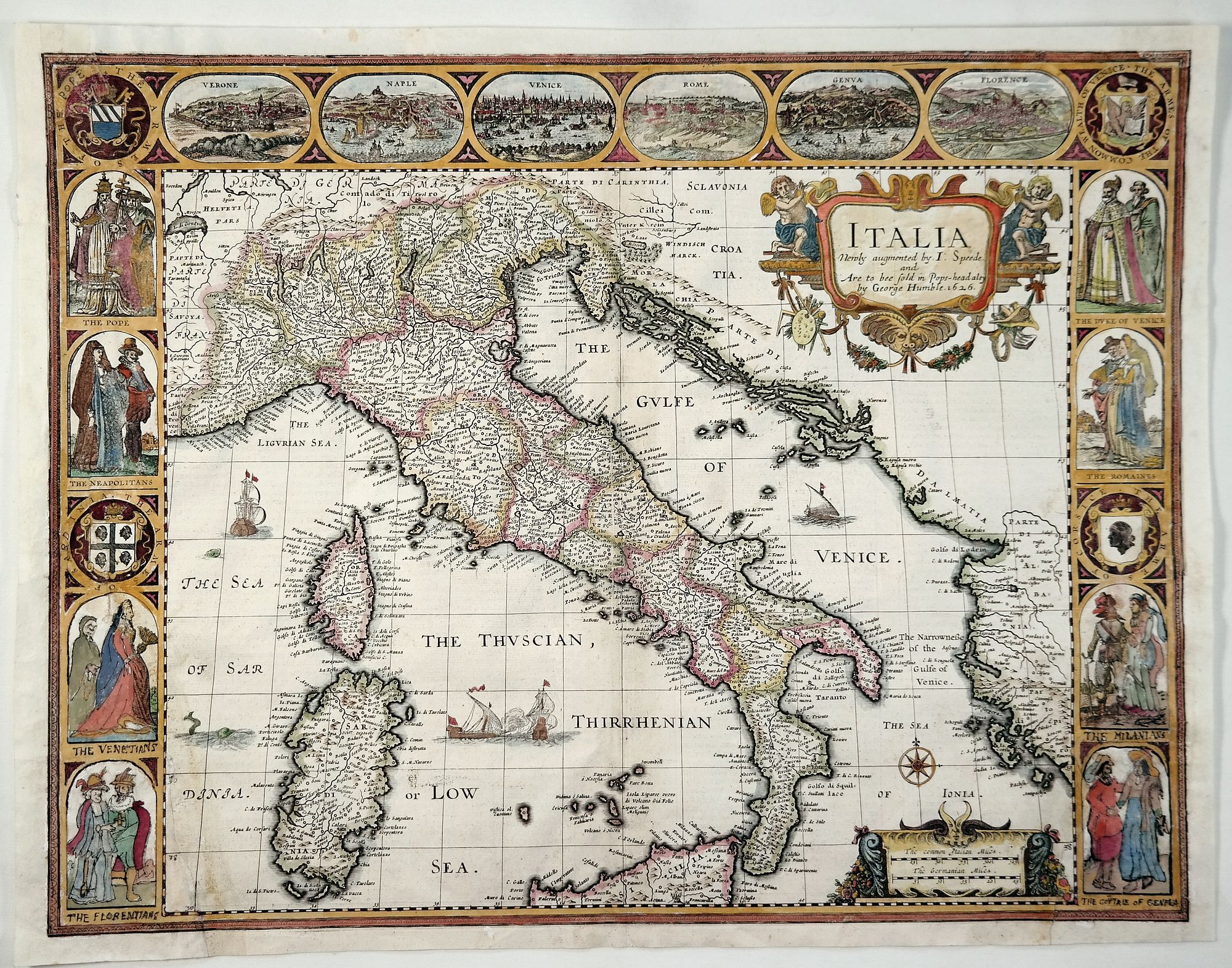 SPEED, John., Italia Newly Augmented by J. Speede. . ., antique map, old maps
