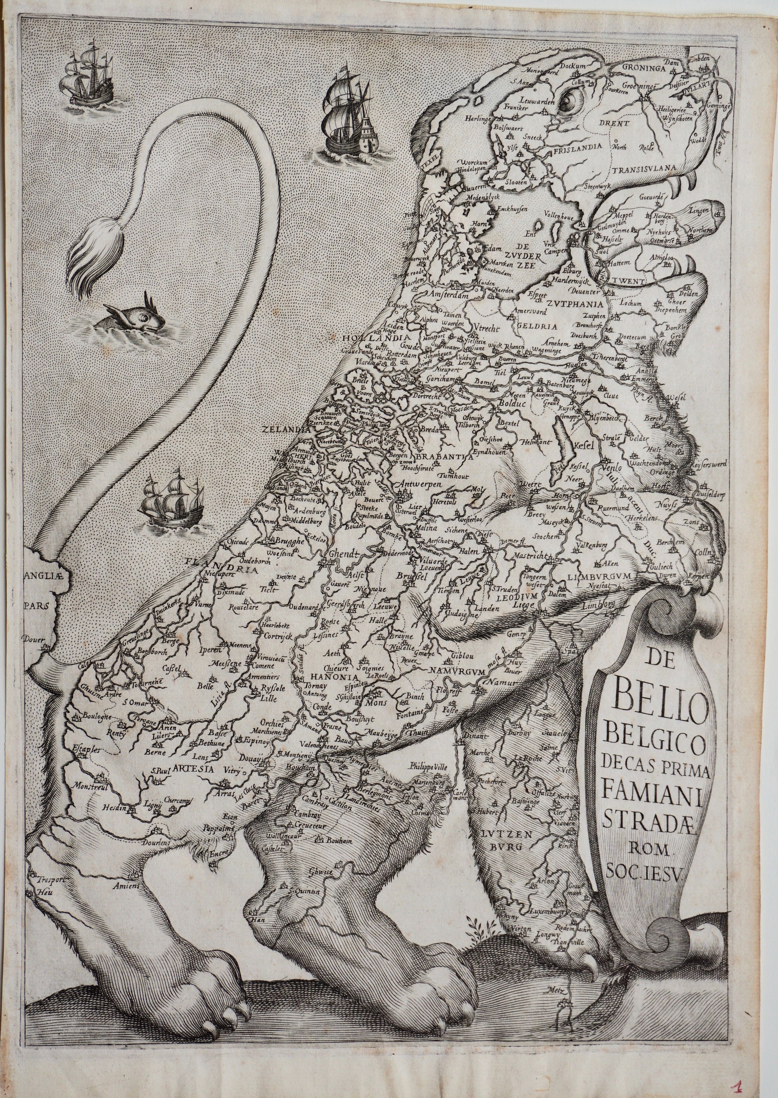 STRADA F. / CORBELLETI, F., Leo Belgicus., antique map, old maps