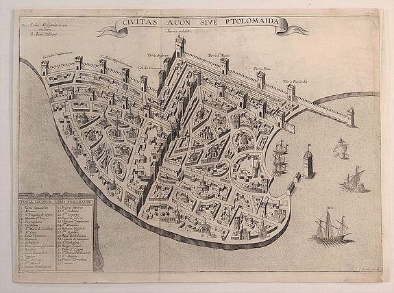 PICART, J., Civitas Acon Sive Ptolomaida., antique map, old maps
