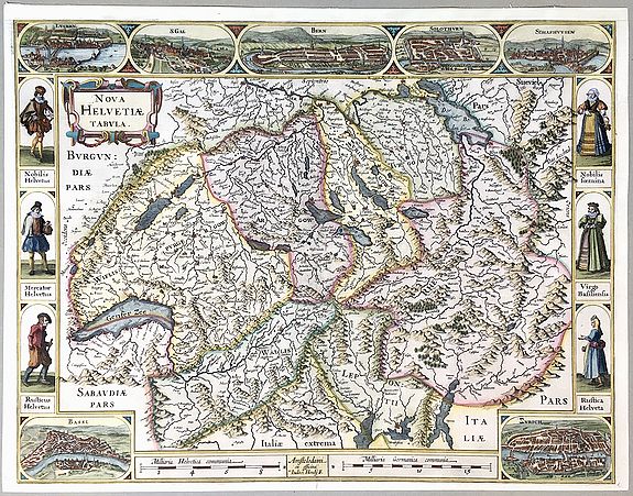 HONDIUS, Jodocus., Nova Helvetiae Tabula., antique map, old maps