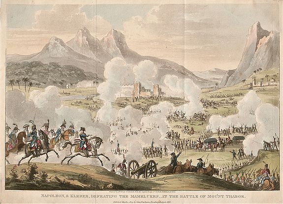 CRUIKSHANK, George. , Napoleon & Kleber Defeating the Mamelukes at the Battle of Mount Thabor., antique map, old maps