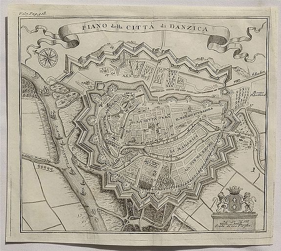 SALMON, T., Piano della Citta di Danzica._, antique map, old maps